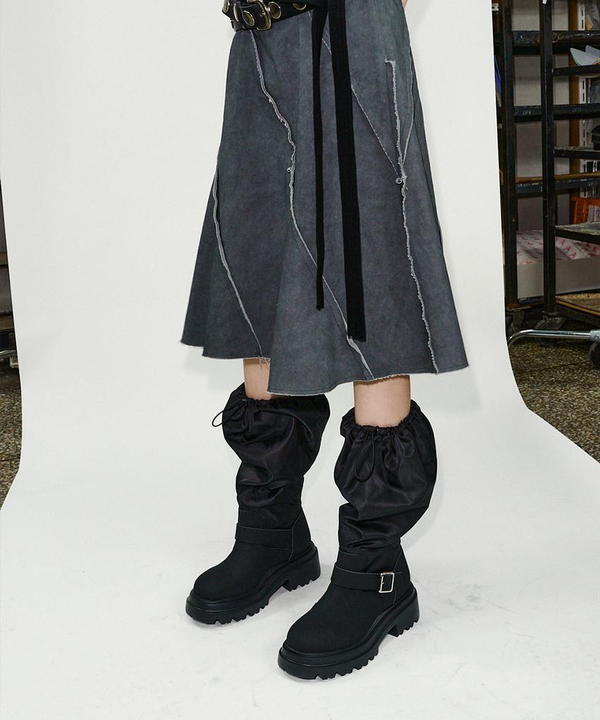 Khiho City Buckle Slouch Rain Boots 2 Colors