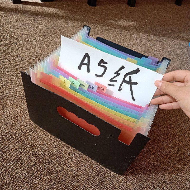 

A5 Invoice Bill Bag Vertical File Holder Multi-Layer Small Folder Bill Storage Bag Large Capacity Accounting Material Storage Folder Black and White 13 Grid Without Cover