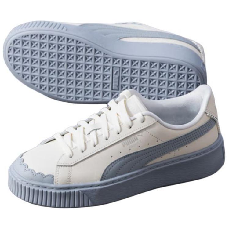 Puma Basket Platform Pearl White Blue Women 398910-04
