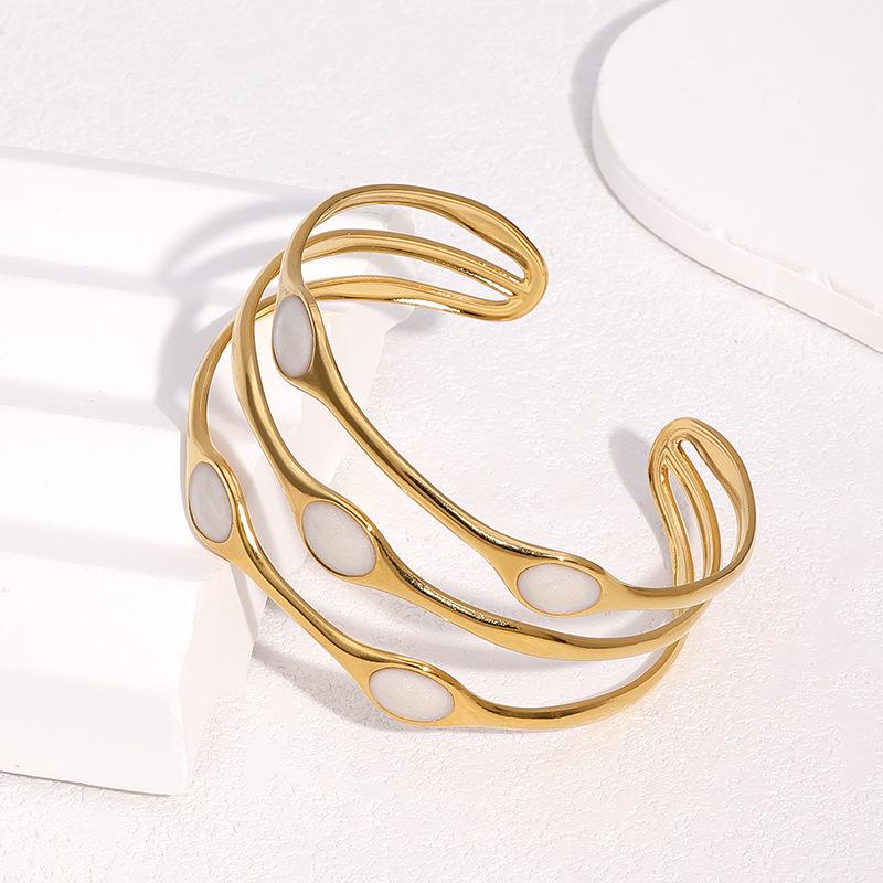 Non-tarnish Luxury New Stainless Steel Open Bracelet Niche High-end 18k Gold-plated Oil Dripping Does Not Fade Jewelry Women
