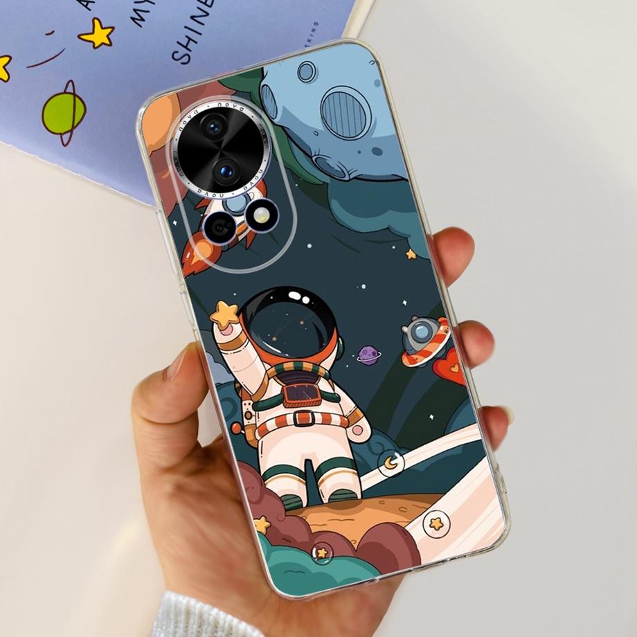 For Huawei Nova 12 Pro Nova12 Lite Nova 11i Case Transparent Soft Slim TPU Silicone Cover Bumper Nova12 Nova11i Astronaut Flower