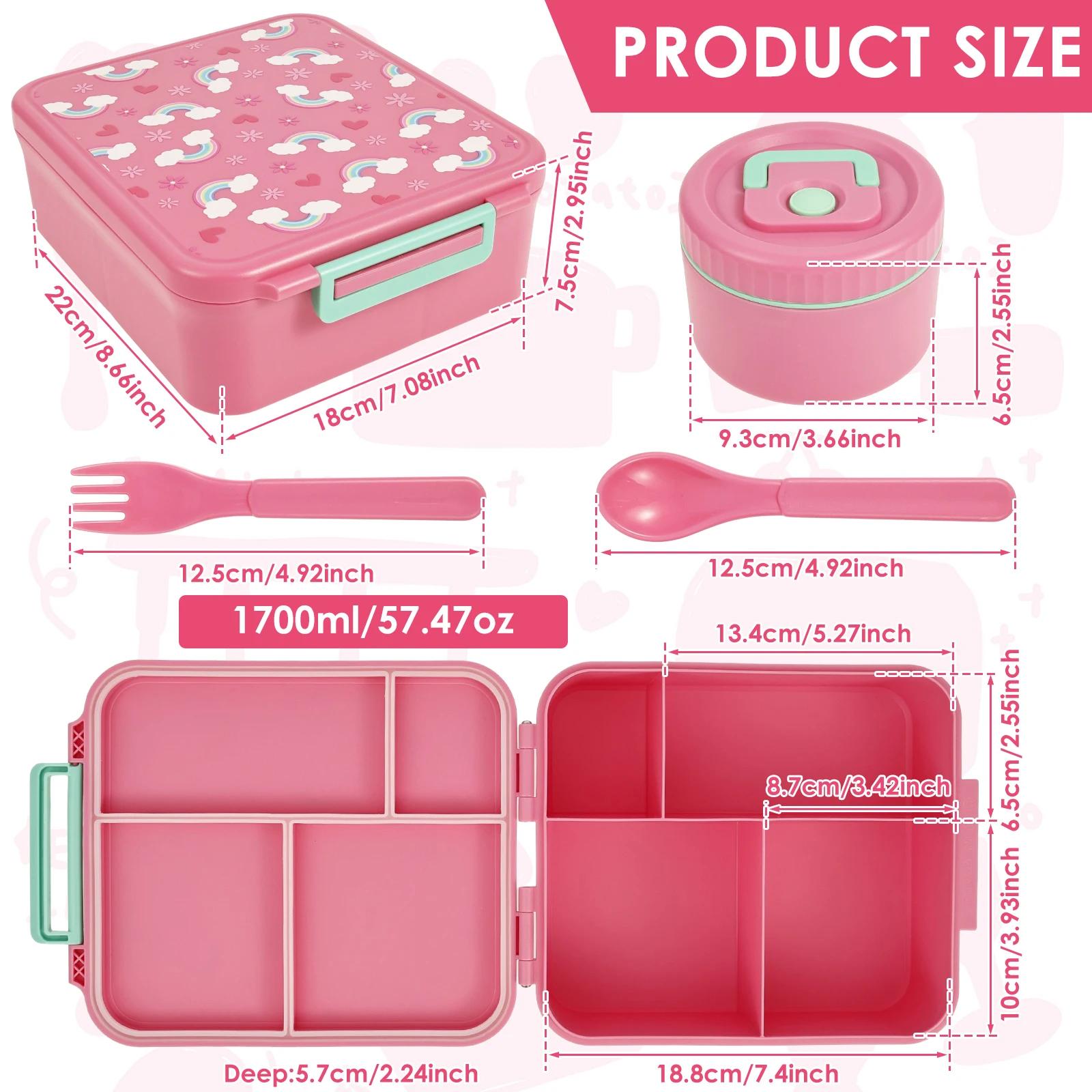 Adorable Kids Lunch Box Student Microwave Safe Travel Bento Box Food Container Portable Leak Proof Fruit Salad Bento Box 1700ml розовый