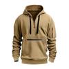 Fall Winter Men Hoodie Zipper Decor Hooded Long Sleeves Loose Pure Color Multi Pockets Drawstring Elastic Cuff Pullover Top