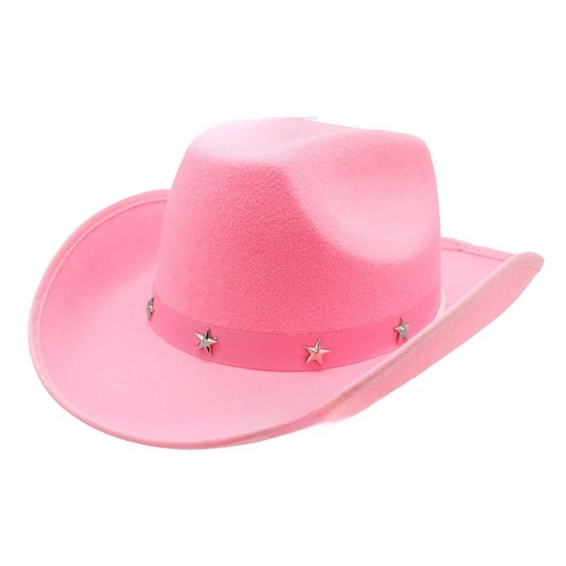 Cowboy Hat With Pink Star Rivets Costume Accessory For Parties