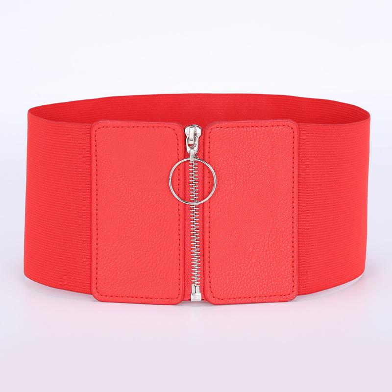 Elastic Belt Women'S Zipper Design Waist Skirt Waist Slim Fit Elastic Wide Waist Seal