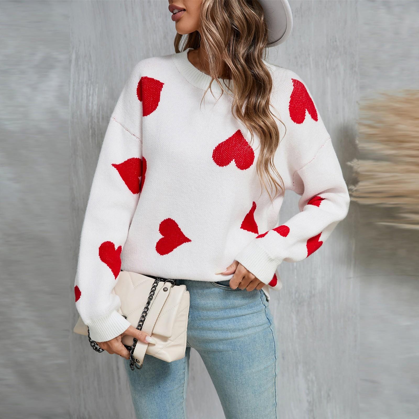 

Женская повседневная мода круглый вырез воротничок сердечко свитер трикотажная нижняя рубашка XL белый