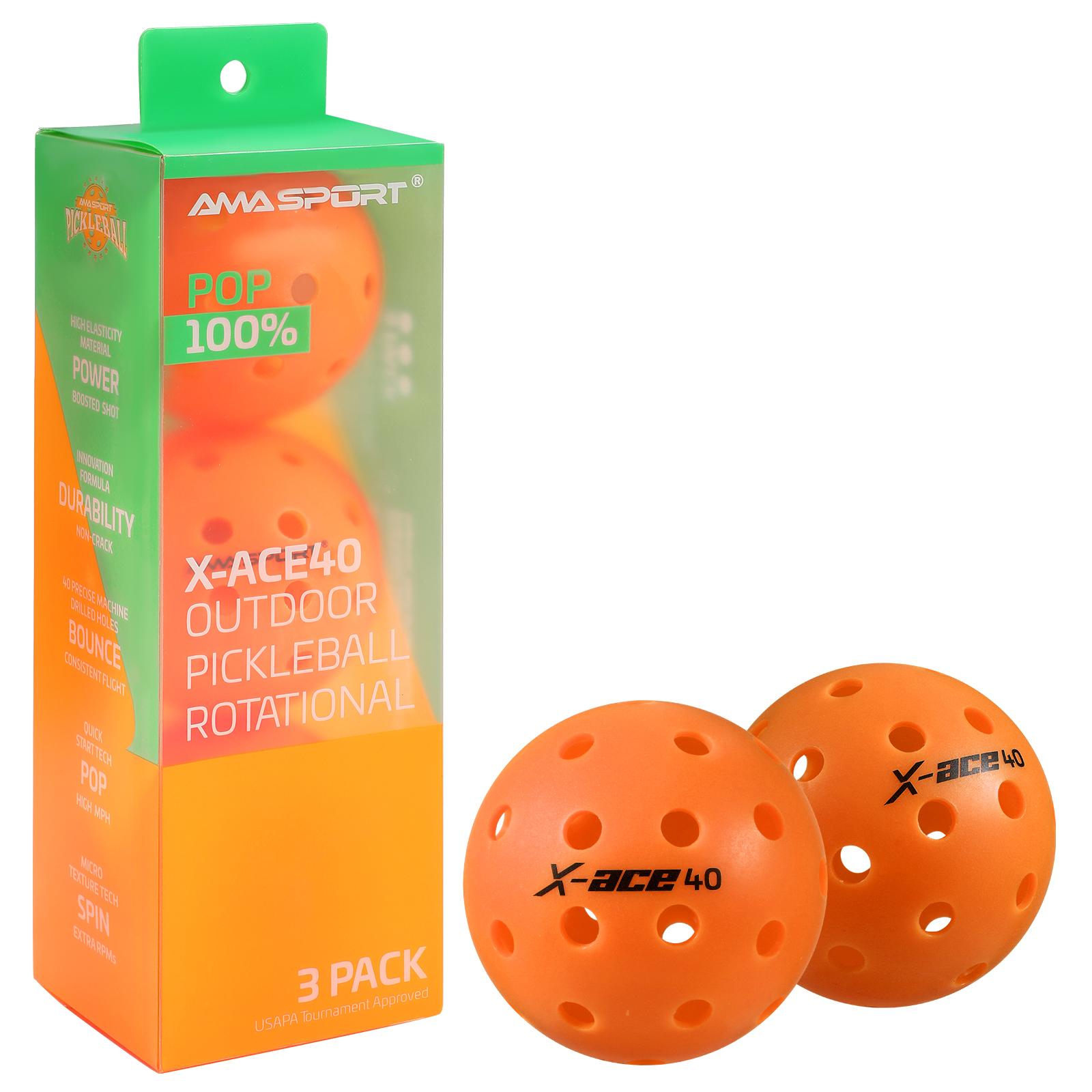 

AMASPORT Pickleball Balls X-ACE40 Professional Official Pickleball High Bounce & High Visibility for Outdoor Games
