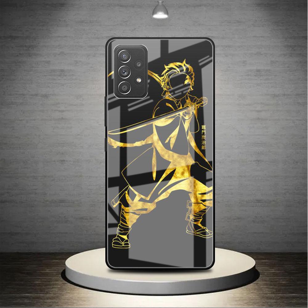 Demon Slayer Anime Cute Glass Case For Samsung Galaxy A52 A71 A50 A51 A70 A21s A31 A72 A10 A12 A30 A22 5G Phone Cover