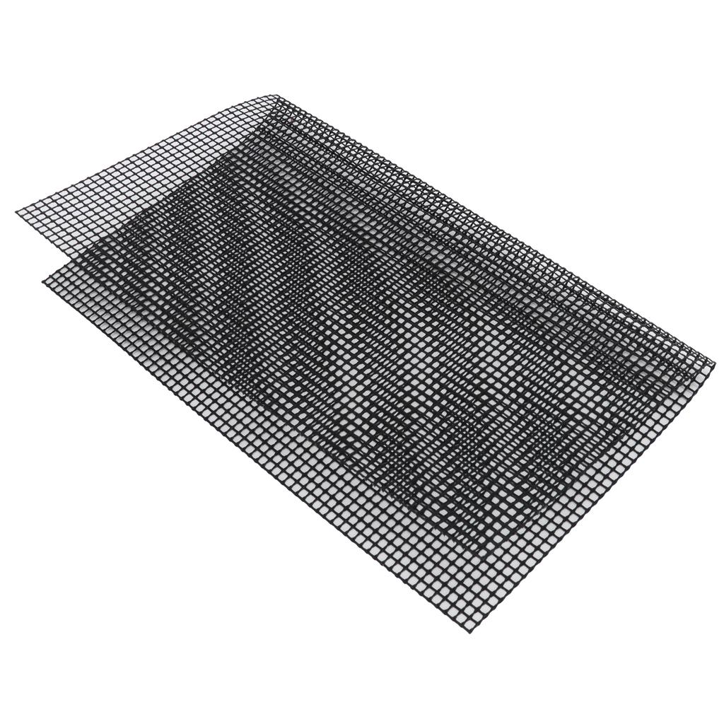 Food Grade NonStick Grid Sheet Multifunctional Barbecue Grid Mat for Barbecue Outdoor(Black 33x40cm )