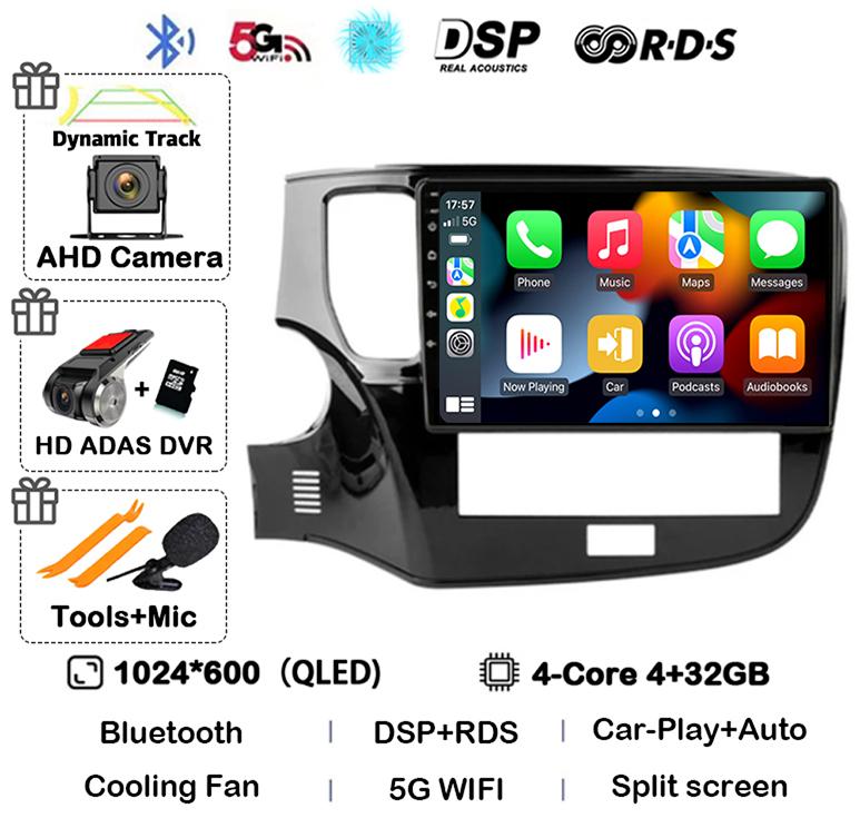 Android 14 Auto Carplay Car Radio For Mitsubishi Outlander 3 III GF0W GG0W 2018 2019 2020-2022 Multimedia Player Navigation GPS