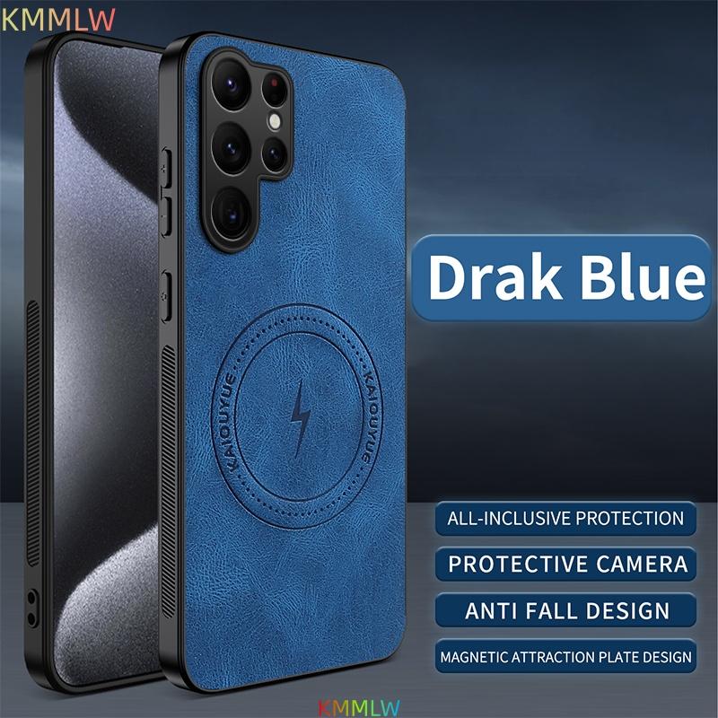 For Samsung Galaxy S26 S25 S24 S23 S22 S21 Ultra Plus FE Case Luxury Leather Skin Magnetic Magsafe Protective Back Cover