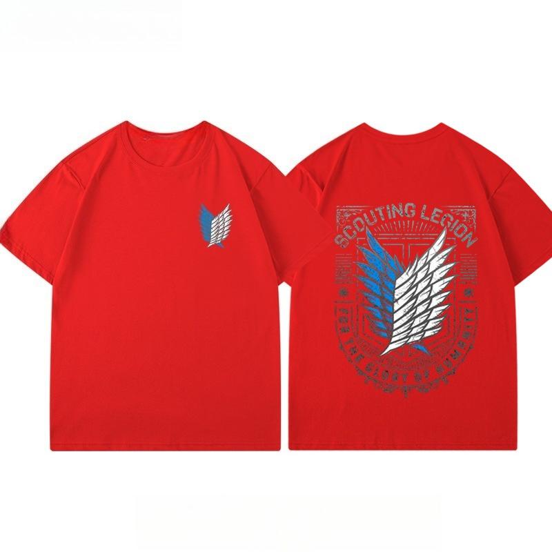 Attack Giant TShirt Wings of Freedom Anime Peripheral Mens and Womens Summer Two Dimensional Cotton Casual Short Sleeve Top