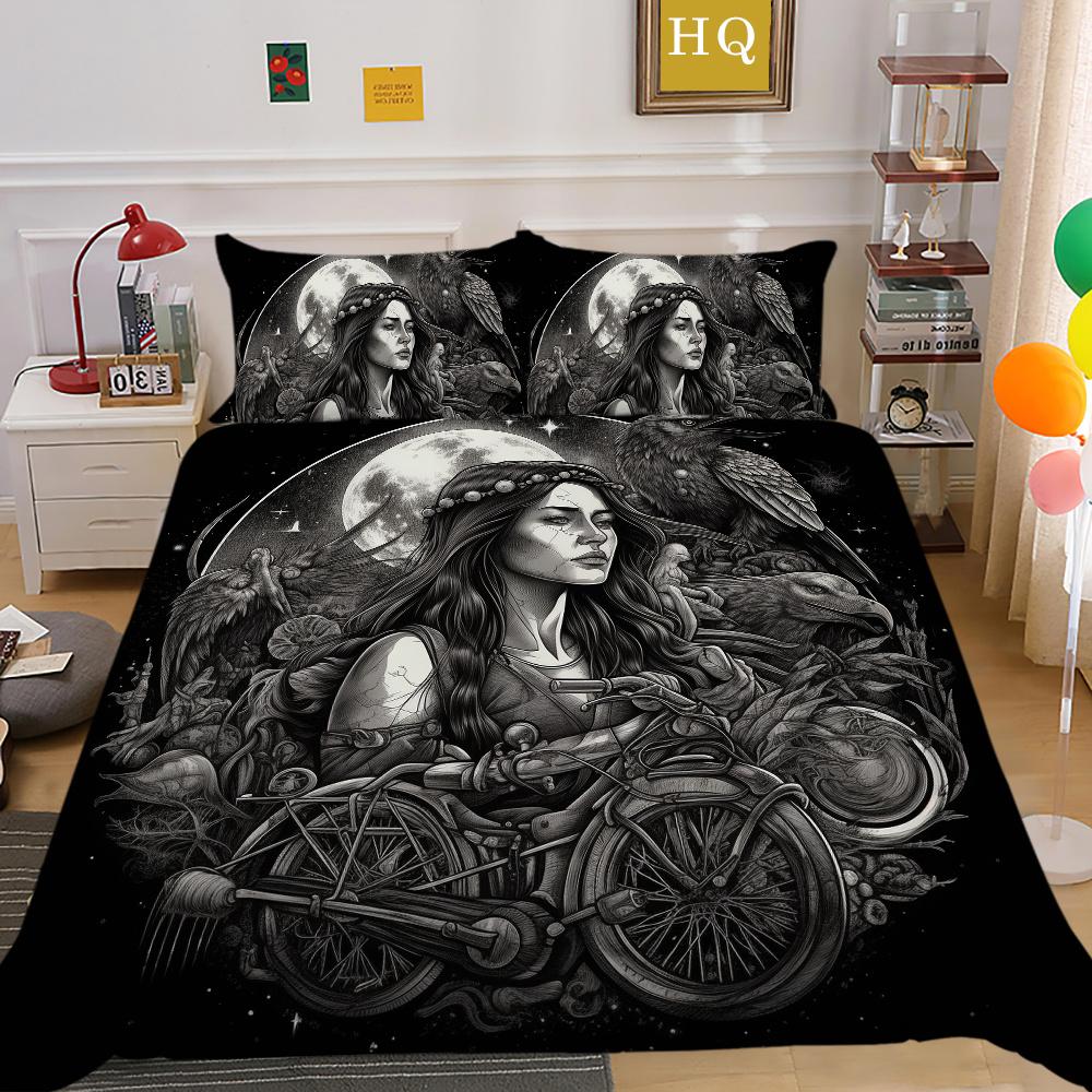 Beauty Skull Printed Comforter Cover Set Twin Size Polyester Bedspreads Man Fashion Design Duvet Cover Set