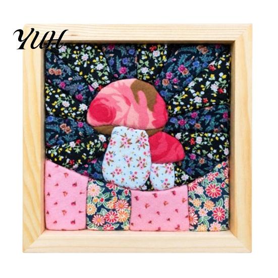 Textile Crafting Supplies DIY Fabric Art Kit, Handmade No-Sew Mosaic Wall Craft with Creative Home Frame, Beginner Friendly Cute Animals Layered