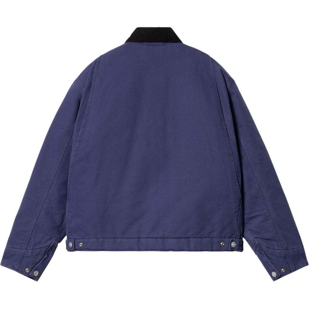 Carhartt WIP FW24 Womens OG Detroit Jacket Classic Loose Fit Square Label Zip Long Sleeve Detroit Collar Jacket Women Jackets Blue I032236-2CR-02