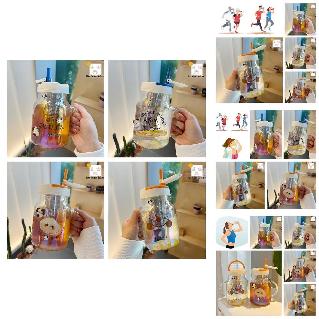 Stilvolle und langlebige Glastasse für Frauen, hohe Temperaturbeständigkeit, Tee-Trennung, Griff inklusive