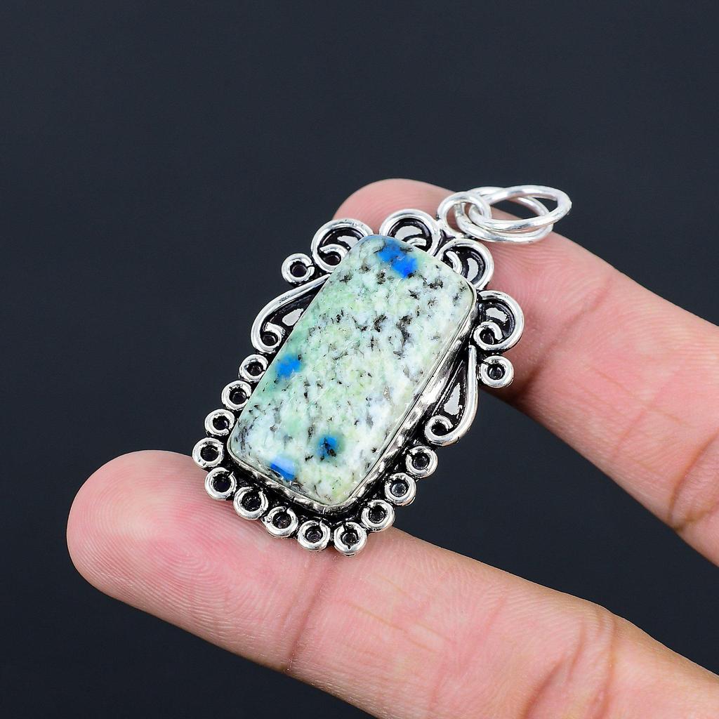 925 Sterling Silver K2 Jasper Gemstone Bezel Wedding Daughter Elegant Pendant