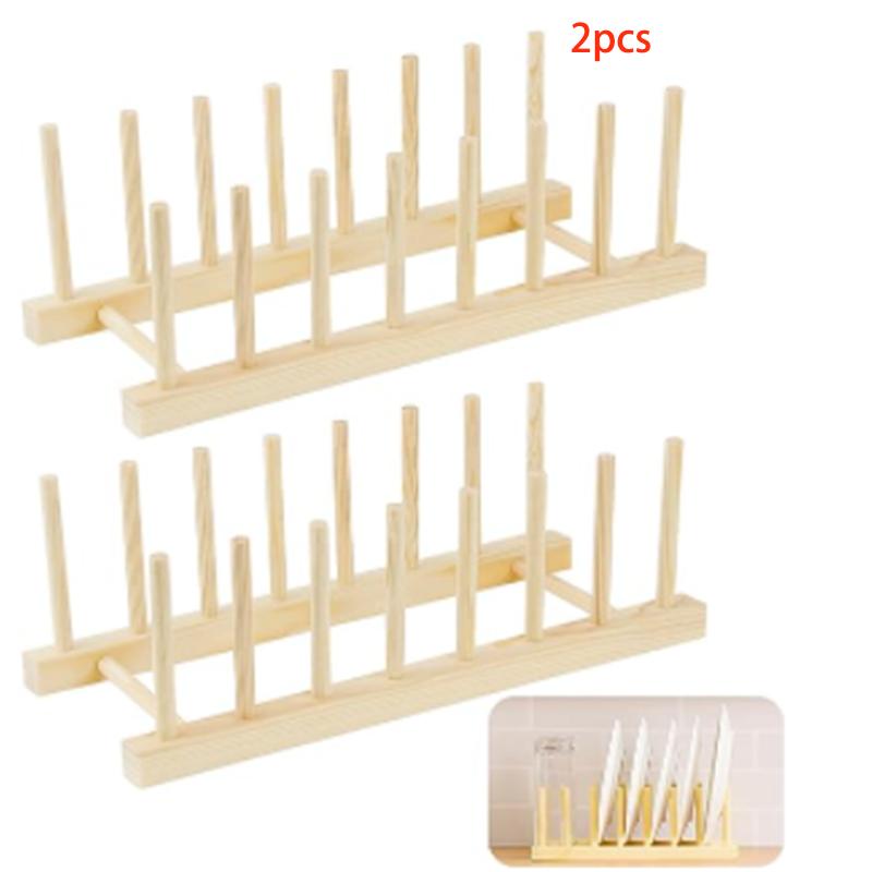 

2 шт. многофункциональная подставка для тарелок, подставка для посуды, держатель для крышек кастрюль, деревянная подставка для тарелок, сушилка, подставка, полка для тарелок, стойка для сушки посуды