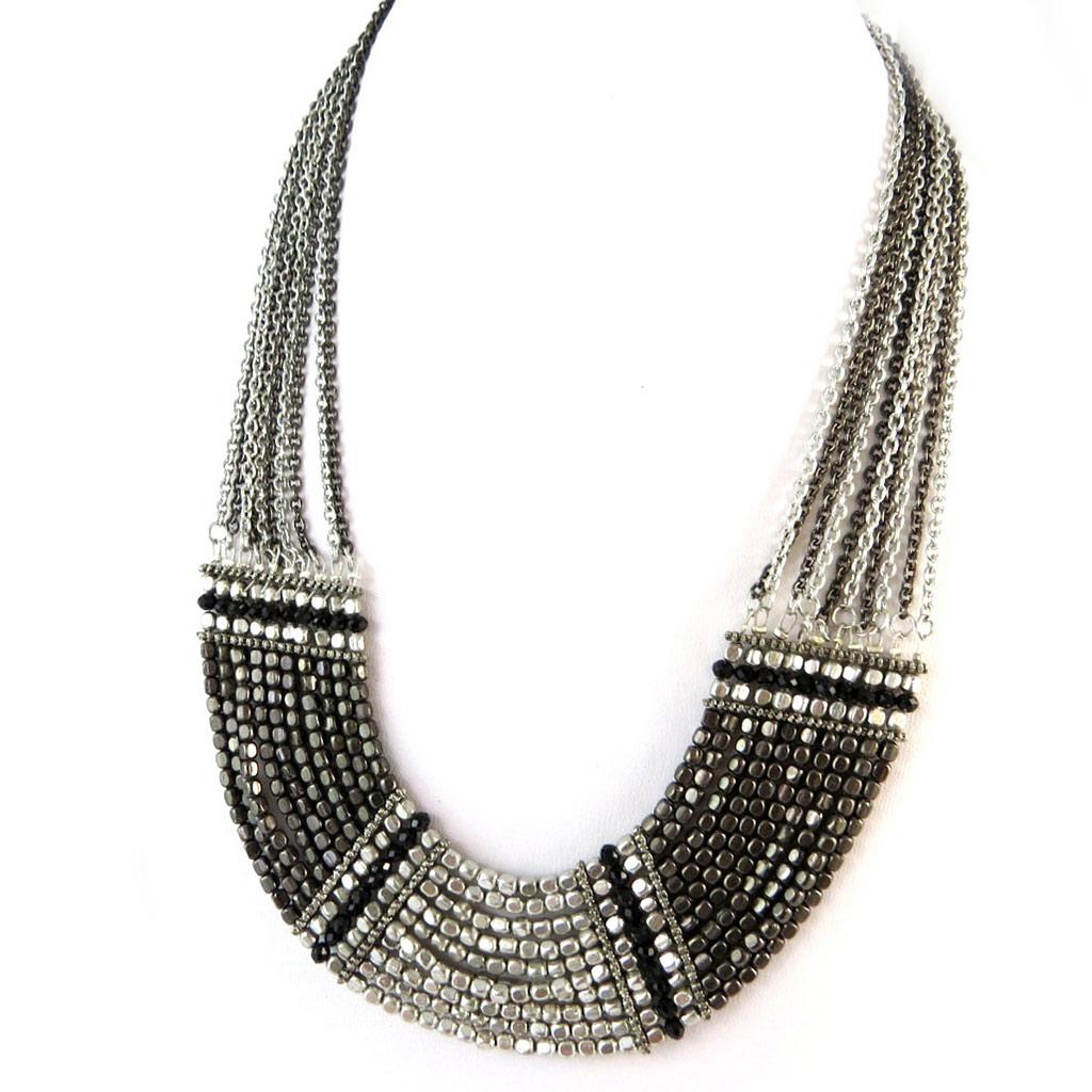 Les Trésors De Lily [N8143] - Silver Gray 'Cléopatra' Designer Necklace