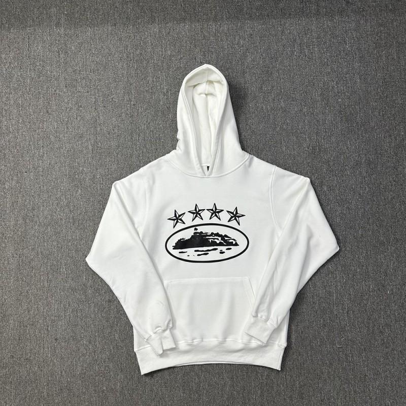 Corteiz Vintage Bluza z Kapturem Oversize z Nadrukiem Gwiazd Zestaw Joggerów Męski Streetwear Codzienny Strój