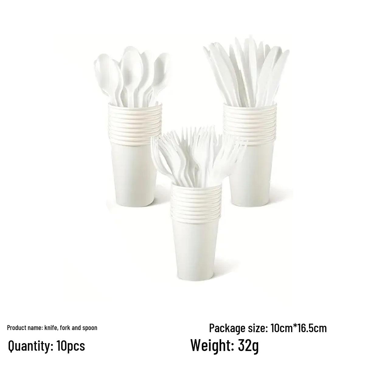 White Solid Color Disposable Party Tableware Set