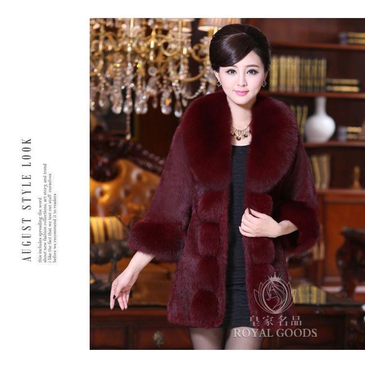 New imitation mink imitation fur mother dress medium and long coat female slim imitation fox hair medium and old coat