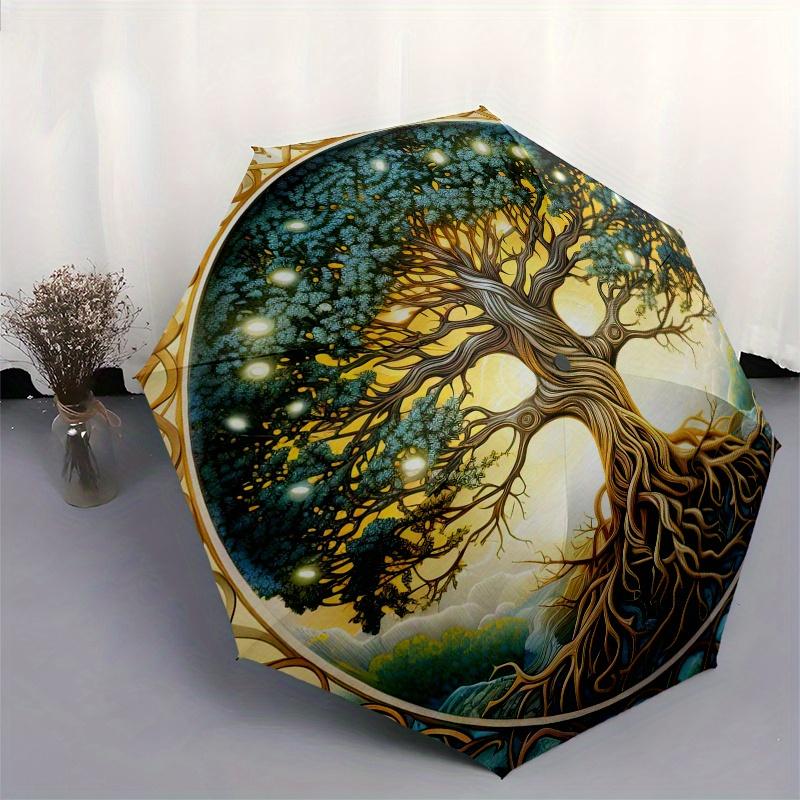 "Enchanted Tree of Life Wall Art: Nature's Majesty in Every Detail"Umbrella, Portable 3-Fold Compact Umbrella for Men & Women ES9