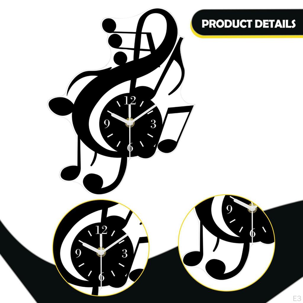 Wall Clock, Non-Acrylic, Functional, Practical, Hanging, Artwork for Music, Classroom, Dining