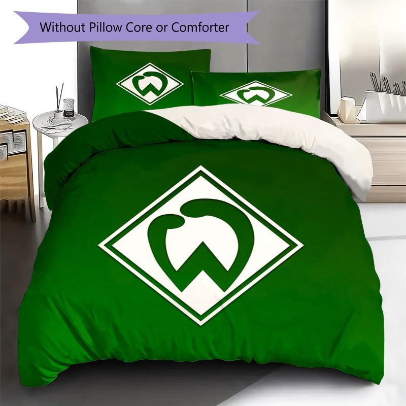 Werder Bremen Green Logo 3Pcs Bedding Set, Duvet Cover with 2 Pillowcases, Football Club Bed Linens, No Comforter No Pillow Core