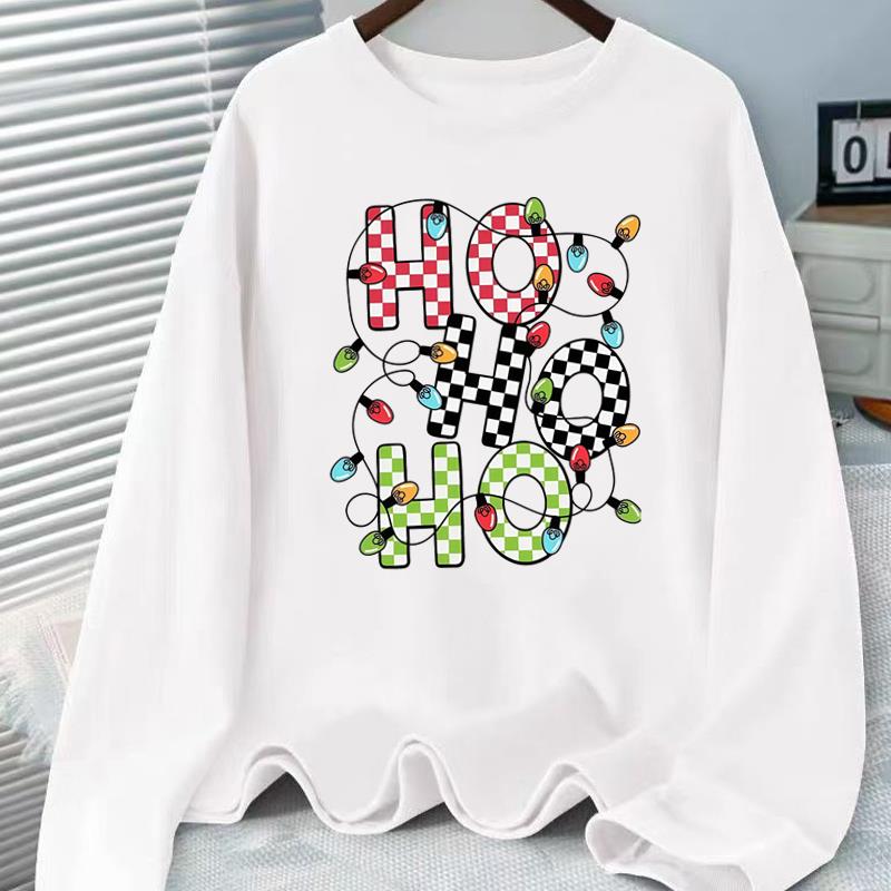 (Asian Size) Tree Watercolor Cute Print T Shirt Christmas New Year Graphic Tee Women Autumn Winter Casual Fashion Top Clothing Long Sleeve T-shirts