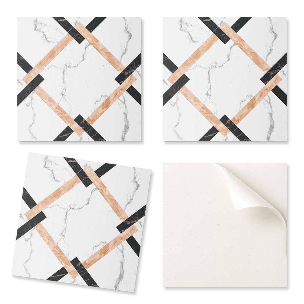 Self-Adhesive Vinyl Tiles Geometric Marble Patterns 9x30x30 cm