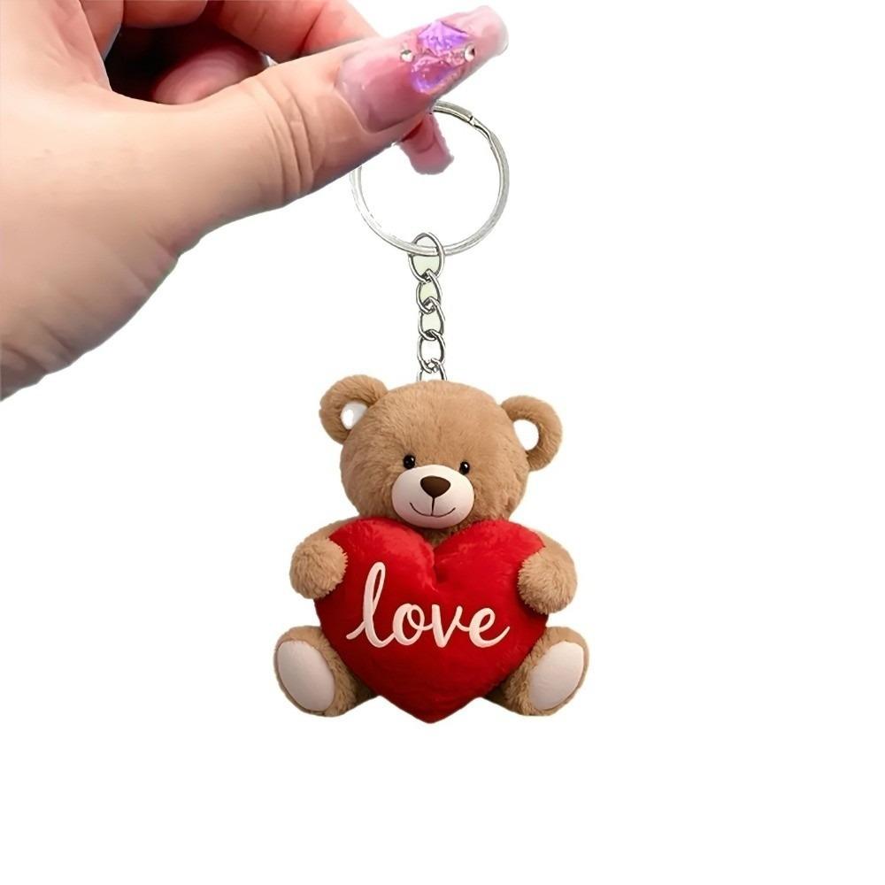 

Acrylic Bear Heart Pendant Mini Little Bear Keychain Bear Hanging Ornament Valentine s Day червоний