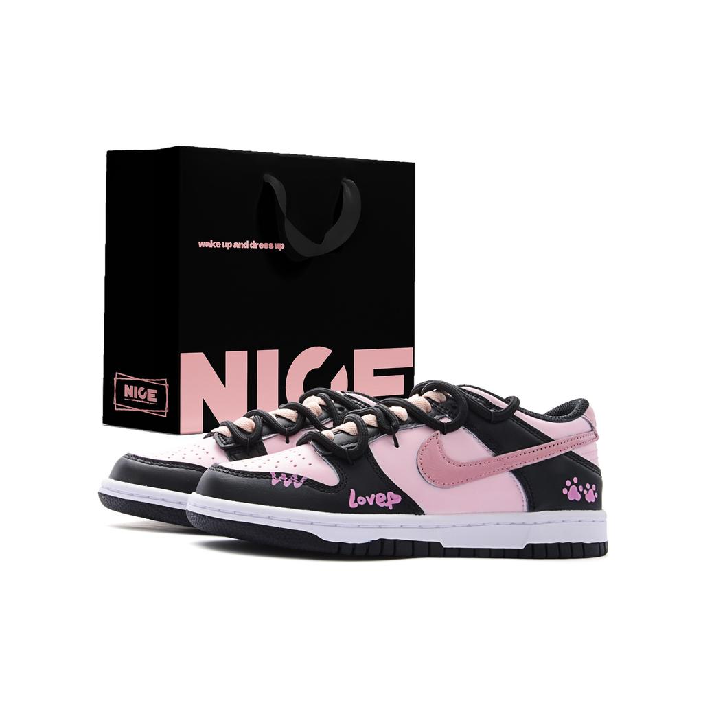 Nike Dunk Abriebfest Atmungsaktiv Abriebfest Atmungsaktiv Niedrig geschnitten Skateboard Schuhe Unisex Schwarz Pink DD1391-100(Team1461-SBOX)