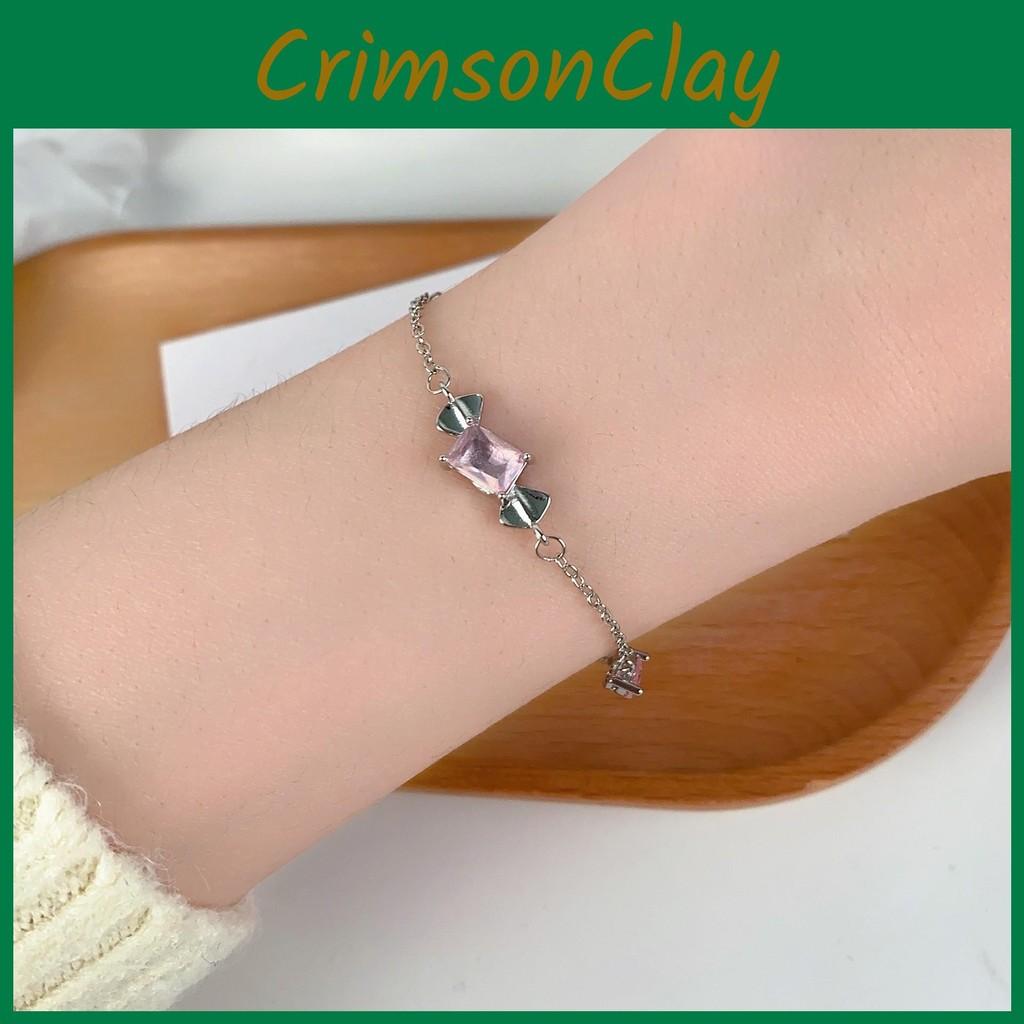 Pink Charming Heart Bracelet For Teens Everyday With Geometric Design Alloy