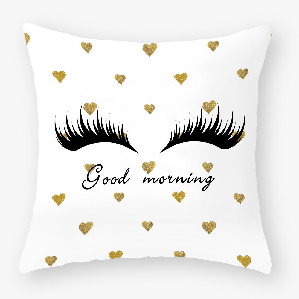 Neuer Kissenbezug mit Wimperndruck, Pfirsichleder Samt Dünner Kissenbezug, Sofakissen, Auto Lendenkissenbezug