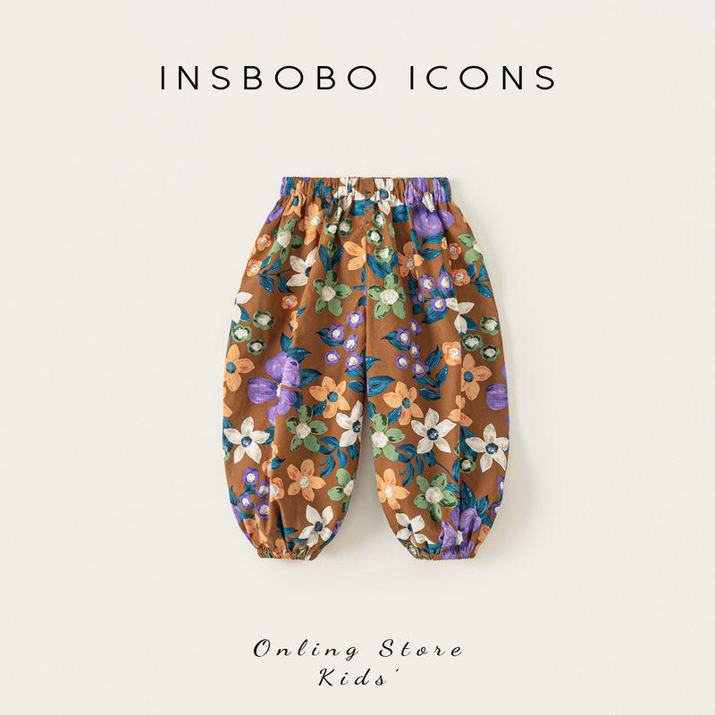 Insbobo Children Pants Summer Thin Baby Anti Mosquito Pants Western Style Baby Girl Air Conditioning Pants Summer Infant Children s Wear Coffee bottom print 100