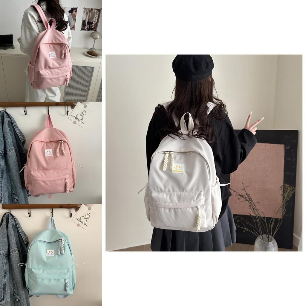 Smiling Face Pattern Backpack For Women With Zipper Closure And Interior Pockets For Daily Commute