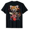 Punk Rock Red Panda Playing Drums Tshirt FunnyDesign T Sh...