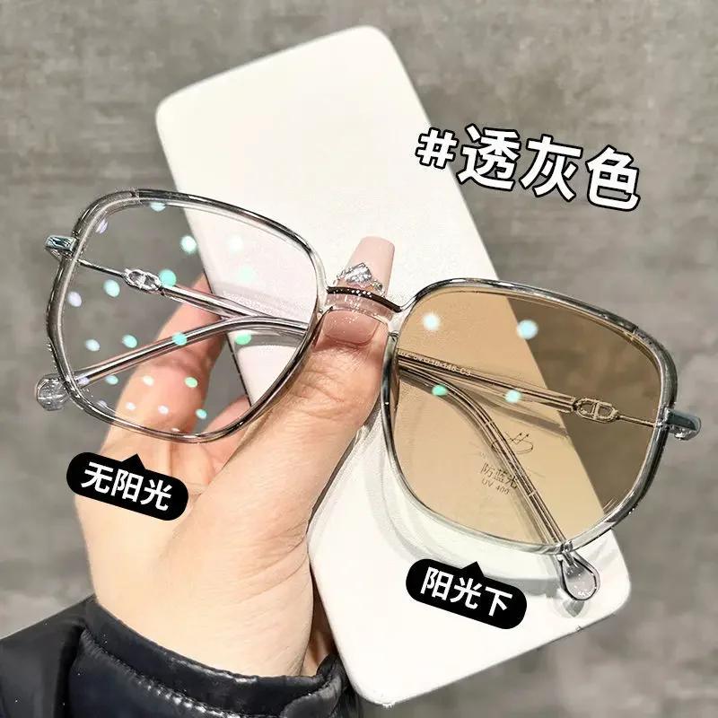 

0~ -600 Neutral Photochromic Myopia Anti Fatigue and Anti Blue Light Photochromic Grey/Tea Computer for Female -2.5
