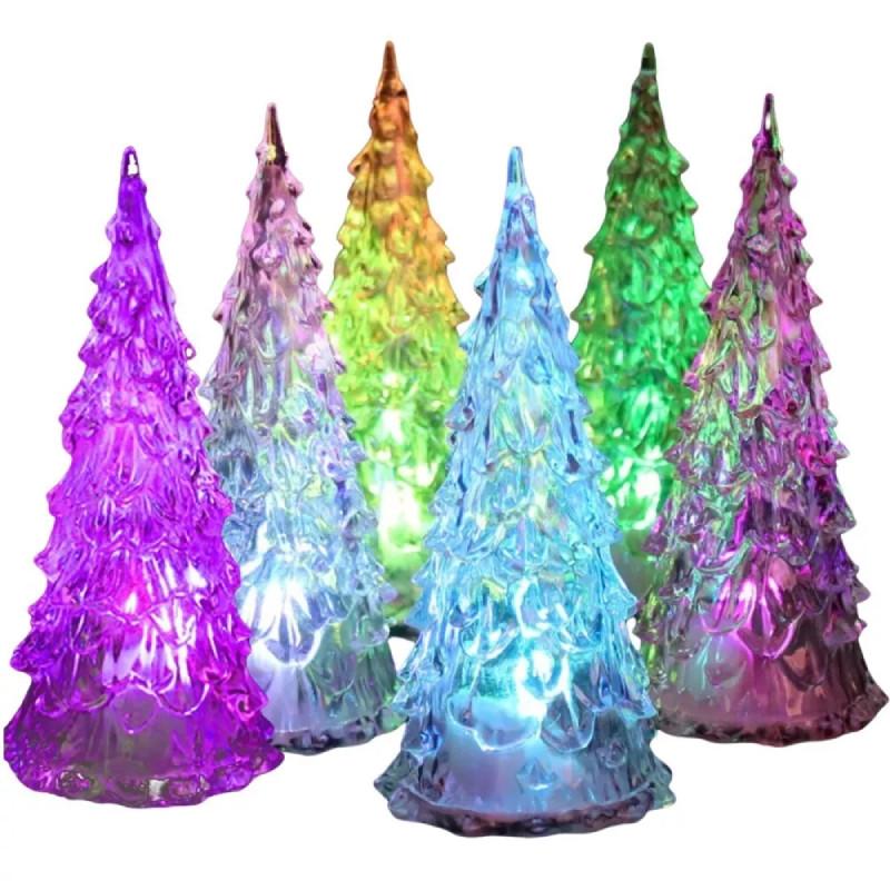 Julelys LED Krystalltre Flerfarget Hjemmefest Bord Mini Dekor Jul