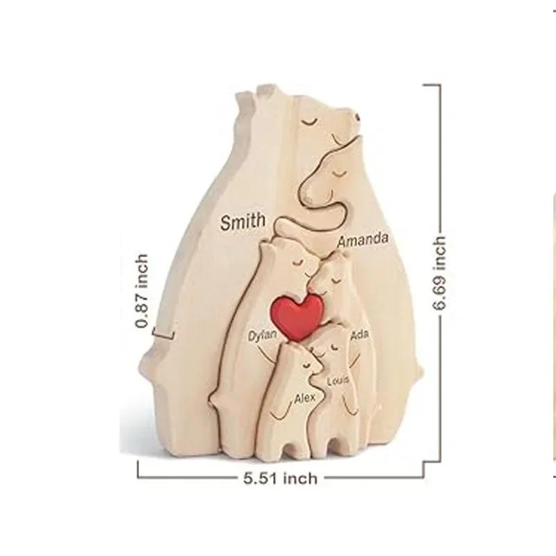 Art Puzzles Free Custom Wooden Bear Home Puzzles Custom Name Warm Gifts Anniversary Birthday Gifts Christmas Home Decor Ornament