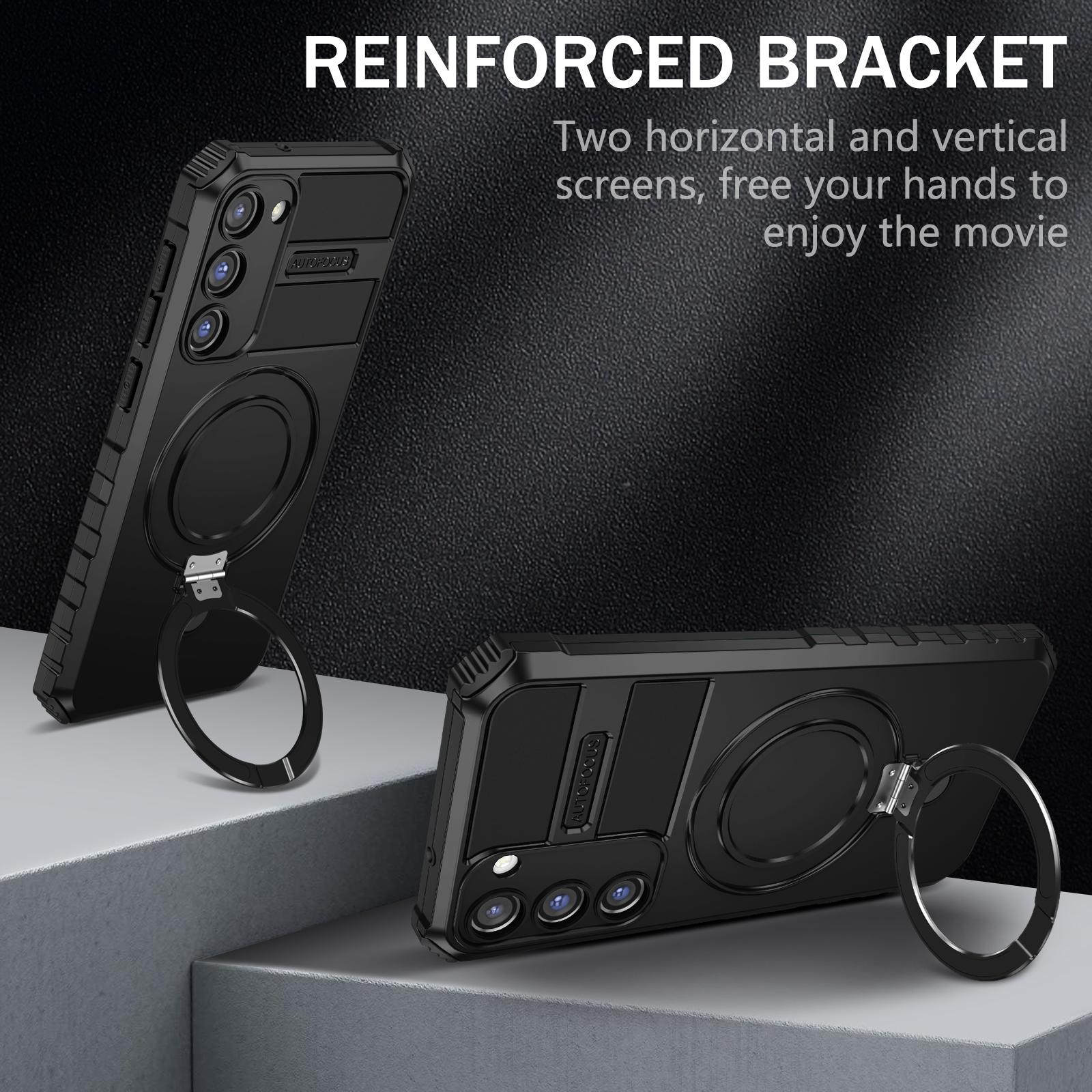 

For Samsung Galaxy S23+ Case PC+TPU Kickstand Phone Cover Compatible with MagSafe Black