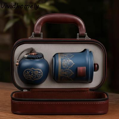 With Handle Portable Tea Set Cerc Material Premium Material Chinese Congou Tea Set One Pot Three Cups Tea Making Equipment