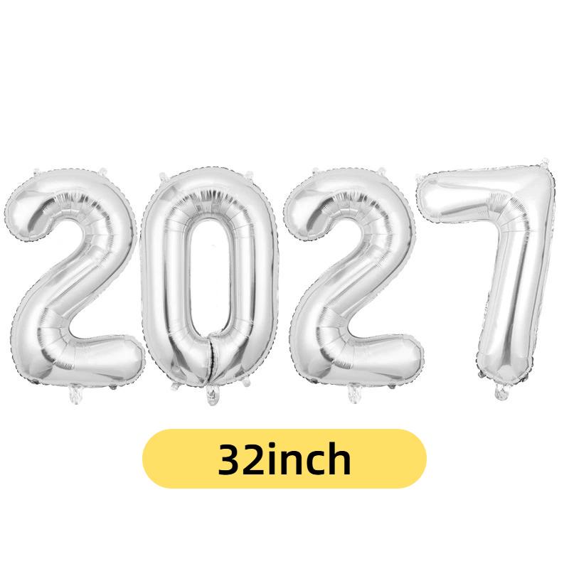 2027 Number Foil Balloons 16/32 Inch Multicolor Floatable Decor for New Year Christmas Graduation Party