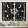 Set Of 2 Mystical Zodiac Moon Phase Print Curtains Black Polyester Drapes Design Perfect Curtain Semi Sheer Made With Rod Pocket