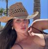 Summer Straw Hat Beach Women Men Cowboy Hats Wooden Beads Hollow Out Western Wide Brim Sun Hat  Chapeau Cowboy