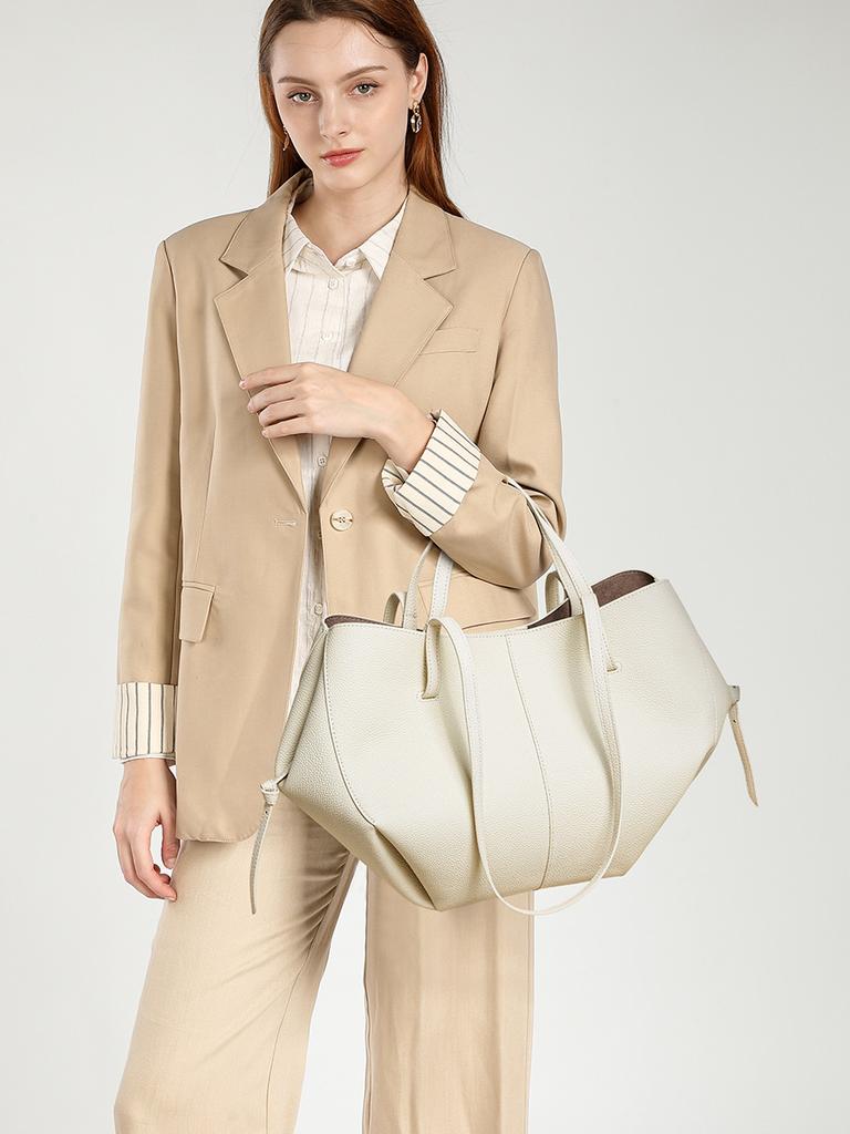 2026 leather shoulder bag versatile niche handbag, top layer cowhide commuting high-end feeling, large capacity tote bag for wom