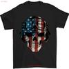 Usa Flag Biker Skull Motorcycle Motorbike Unisexs T Shirt 100 Cotton Vintage Soft Graphic Breathable Versatile Casual