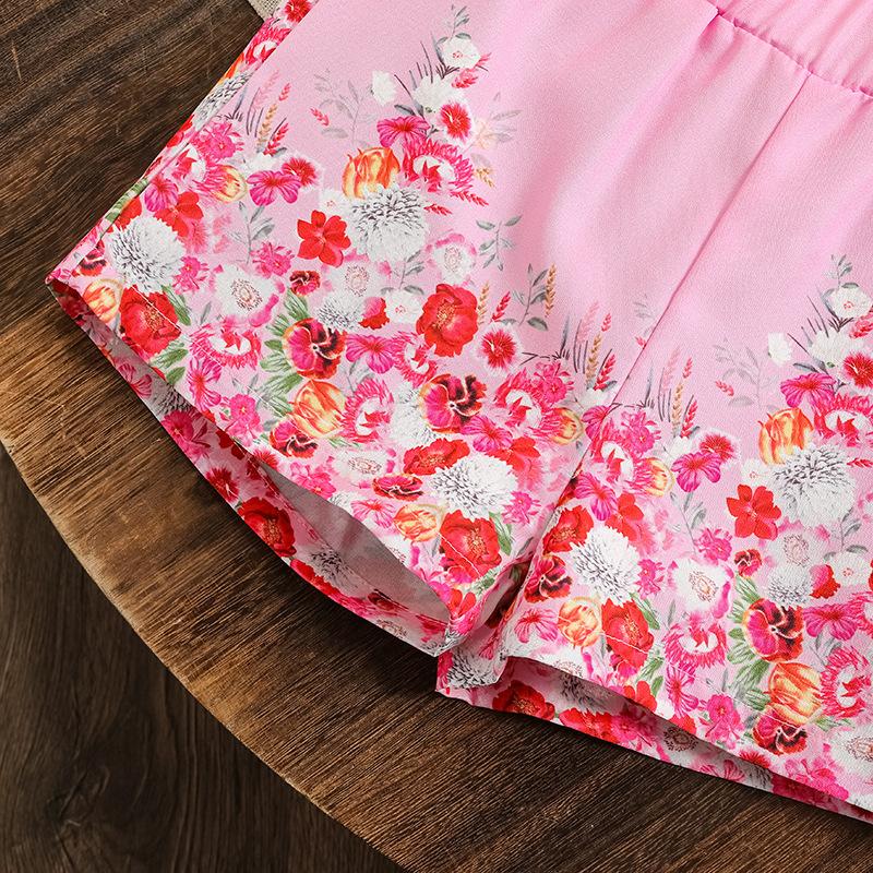 Children's Fashion Printed Halter Sleeveless Vest Casual Shorts Set,autumn Girls' Sweet  Set