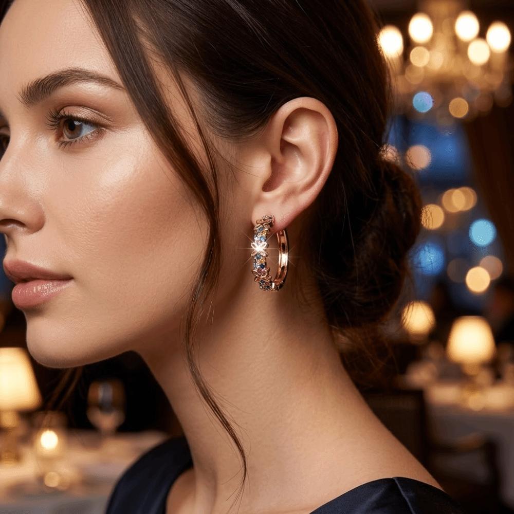 Copper Wreath Hoop Earrings Colorful Butterfly Round Earrings Ear Jewelry Retro Ear Drop  Women